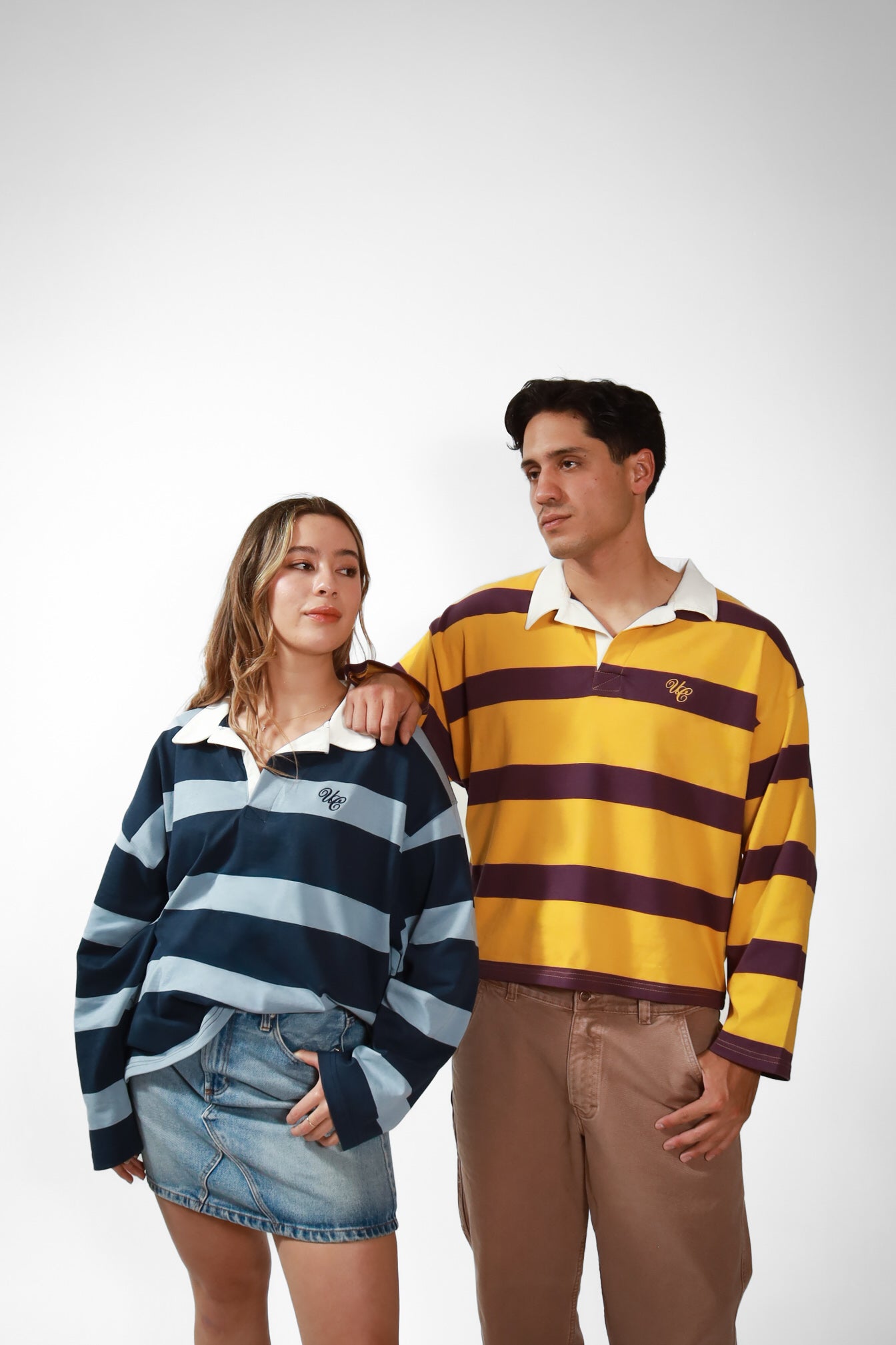 Long Sleeve Stripe Polo  Azul/Celeste