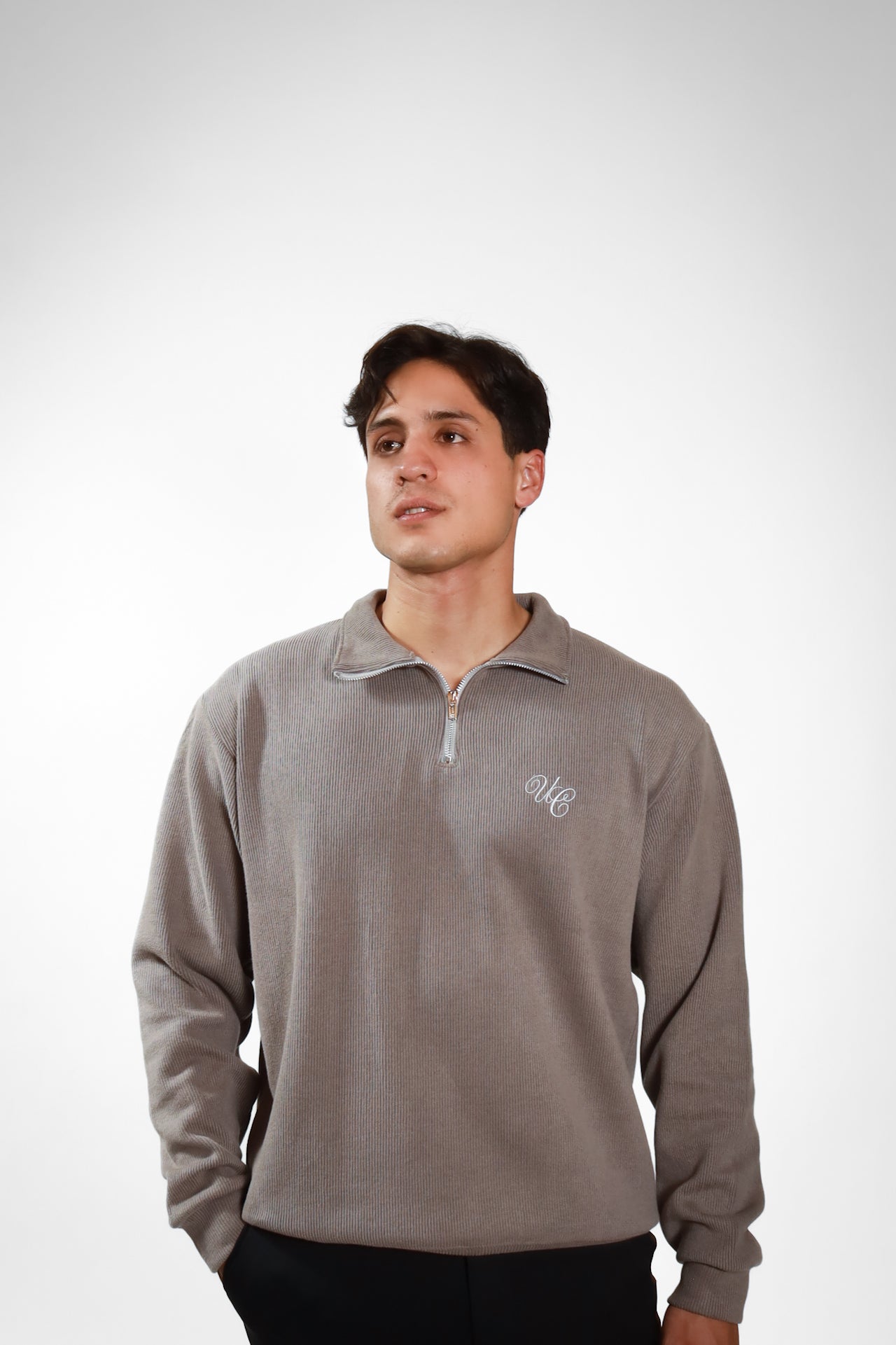 The Rocher Quarter Zip Grey Mens