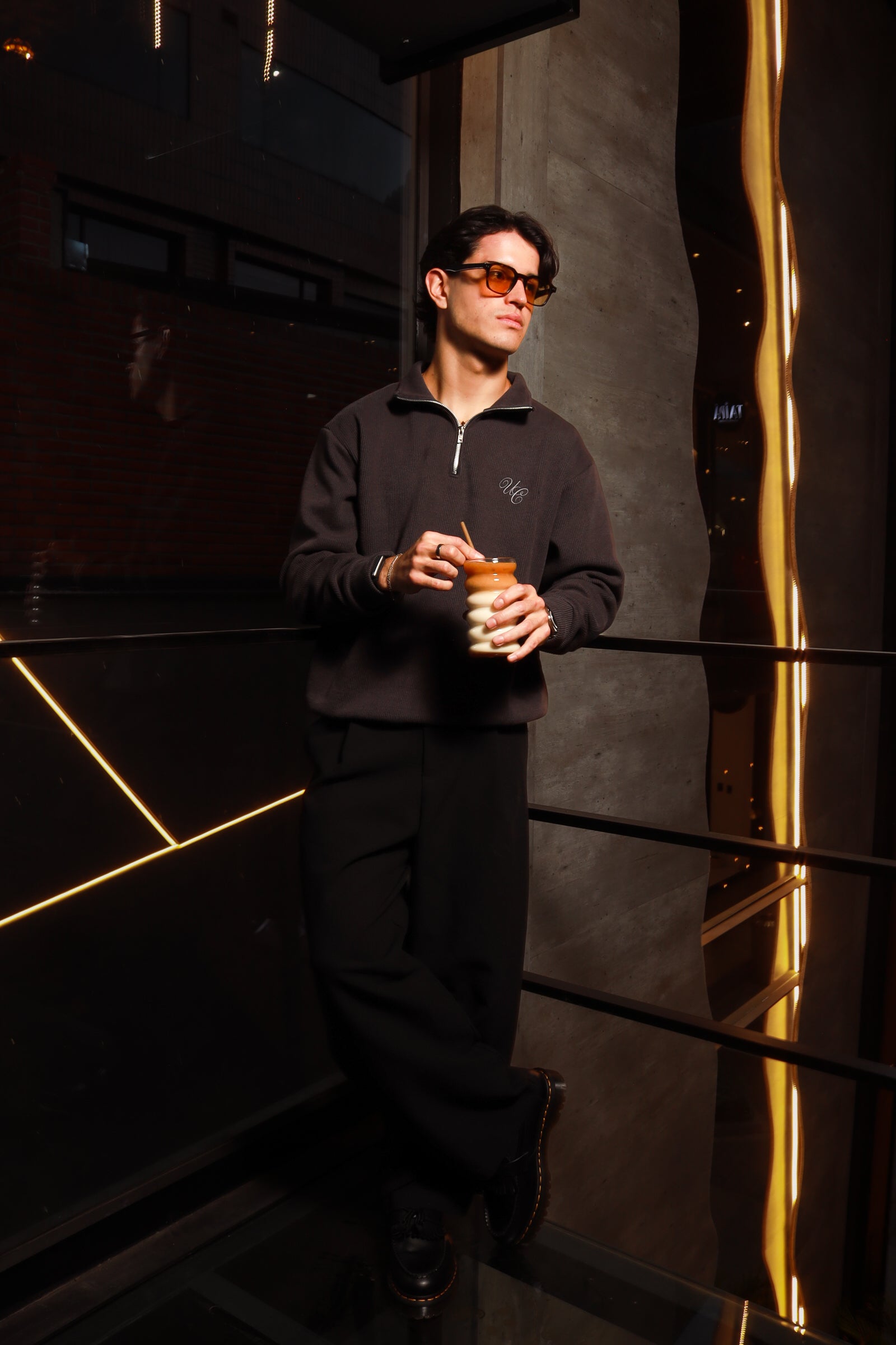 The Rocher Quarter Zip Dark Grey Mens