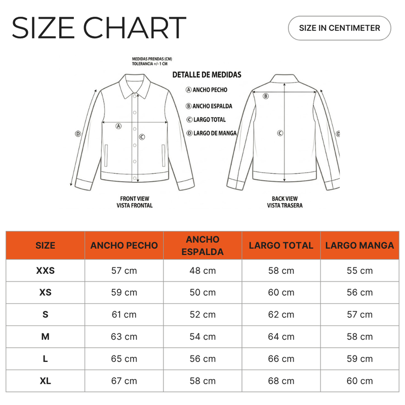Imagen de SIZE CHART