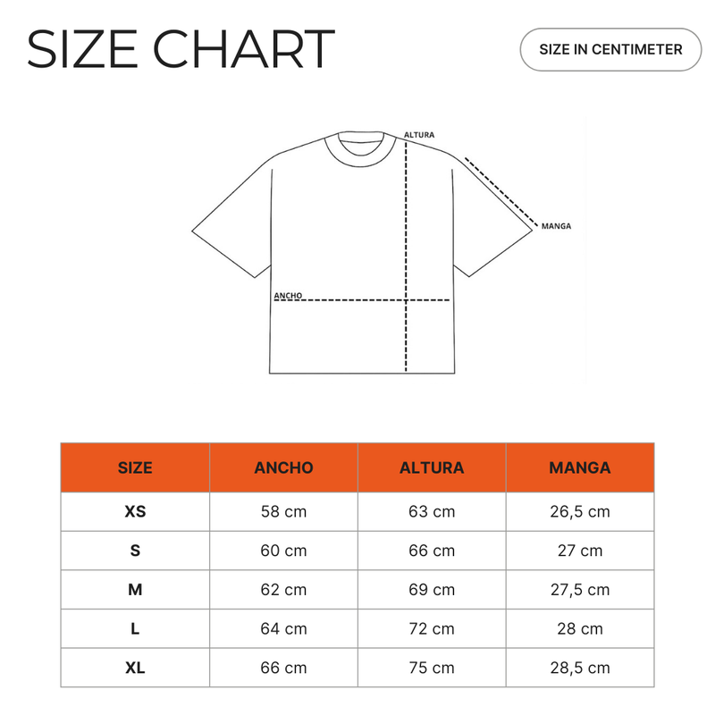 Imagen de SIZE CHART