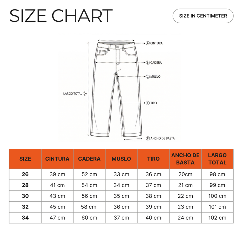 Imagen de SIZE CHART